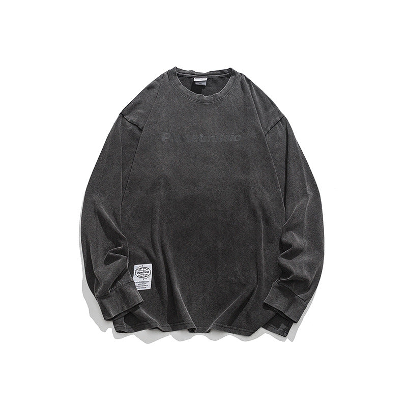 Men's Solid Color Letter Print Long Sleeve