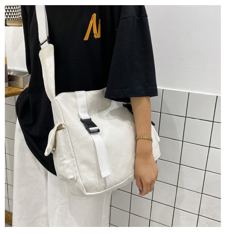 Women's Simple Tooling Messenger Canvas Bag