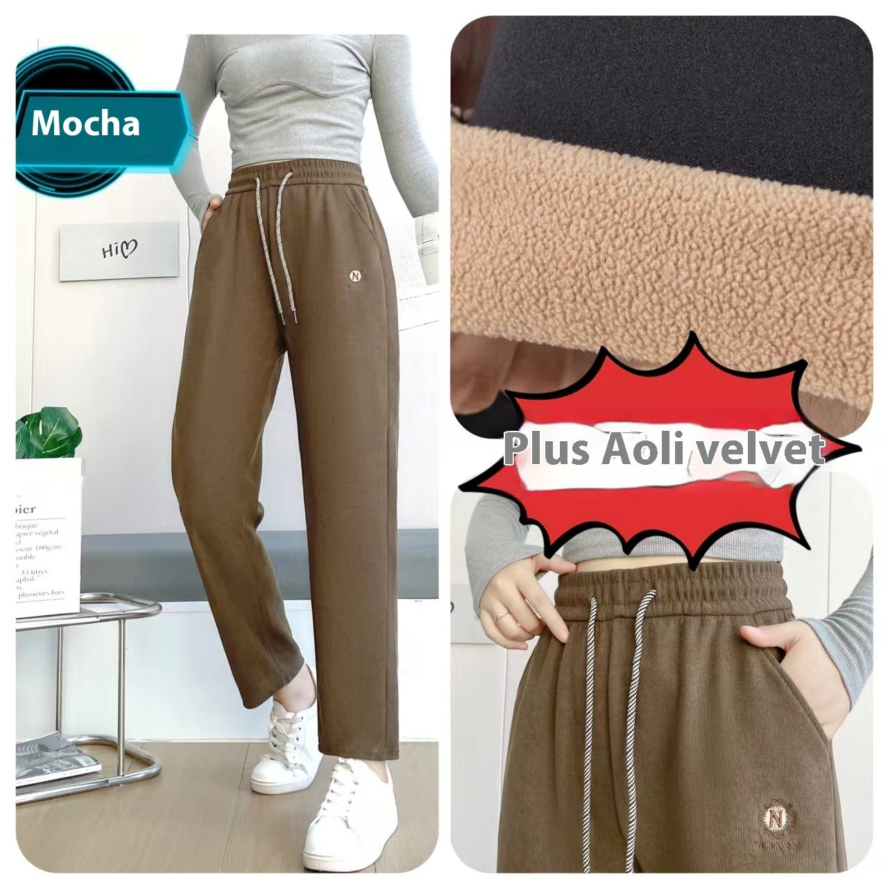 Damebukser Høj Talje Cropped Bukser Afslappede