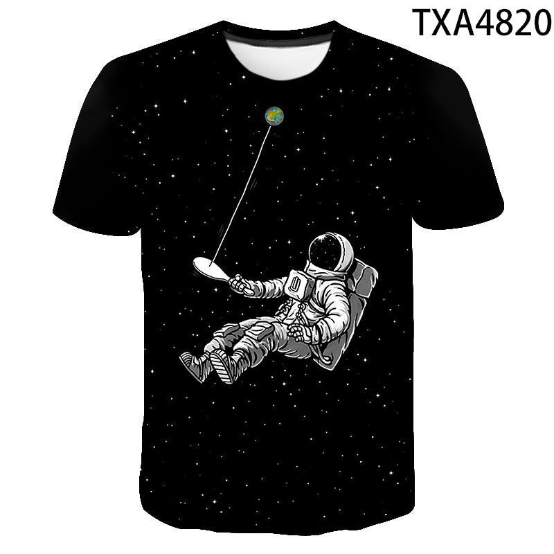 Summer Fashion Astronaut Starry Sky 3D Digital Print T-Shirt