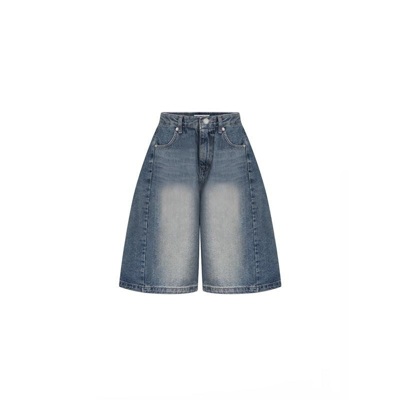 Cropped Jeans Women's Retro Wide Leg Shorts