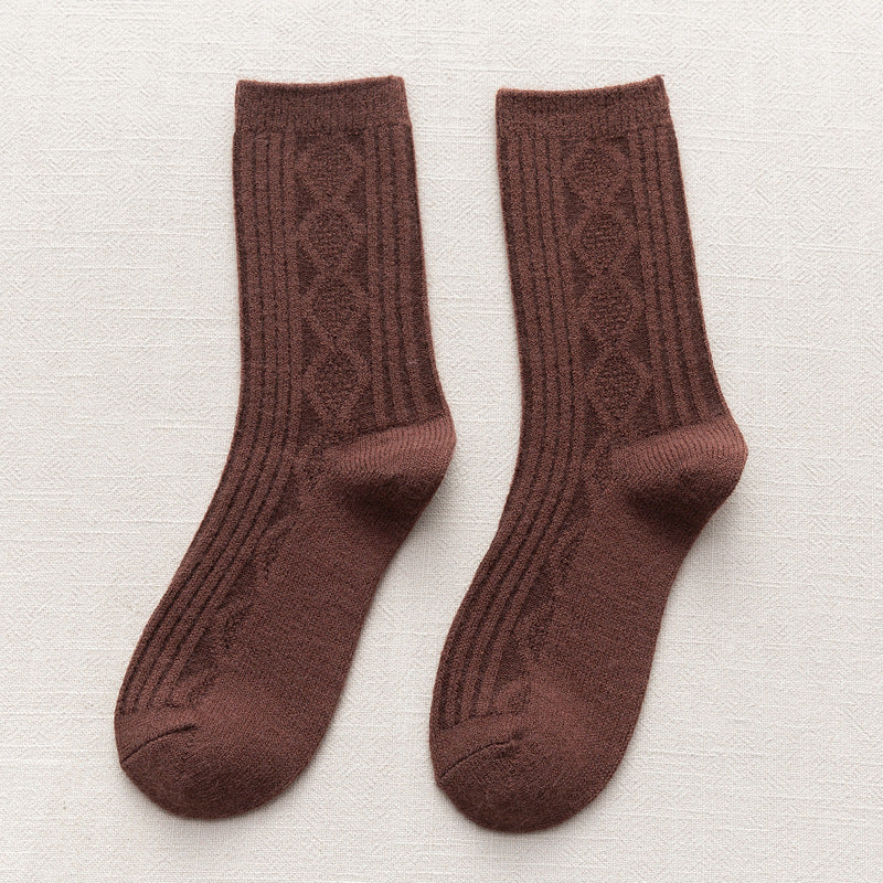 Black Terry Thermal Storage Long Tube Warm Women's Socks