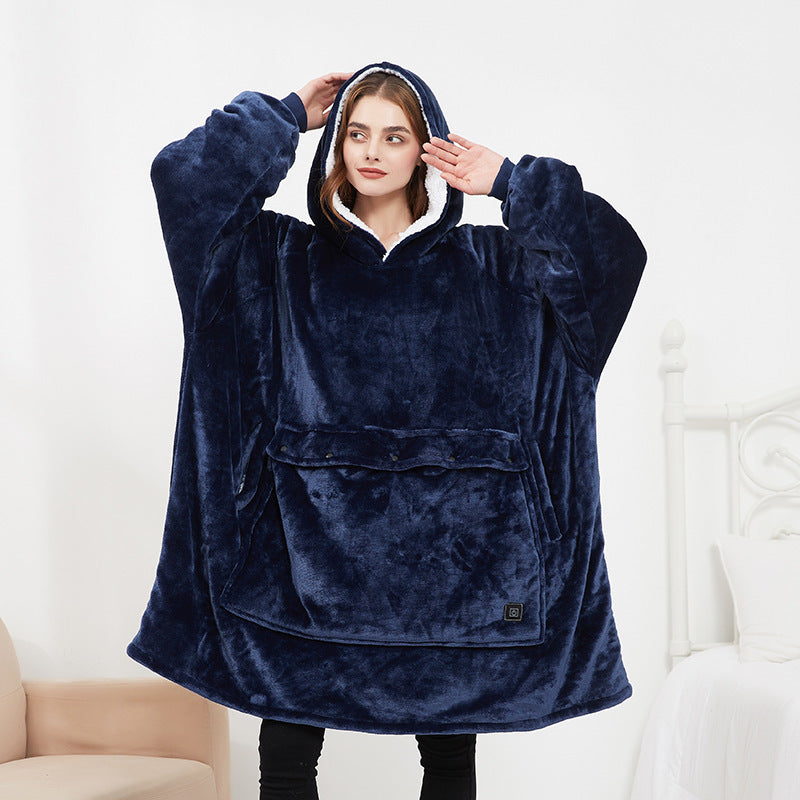 Trezoners varme-el-tæppe, USB-genopladelig trøje, pullover, pyjamas, hætte