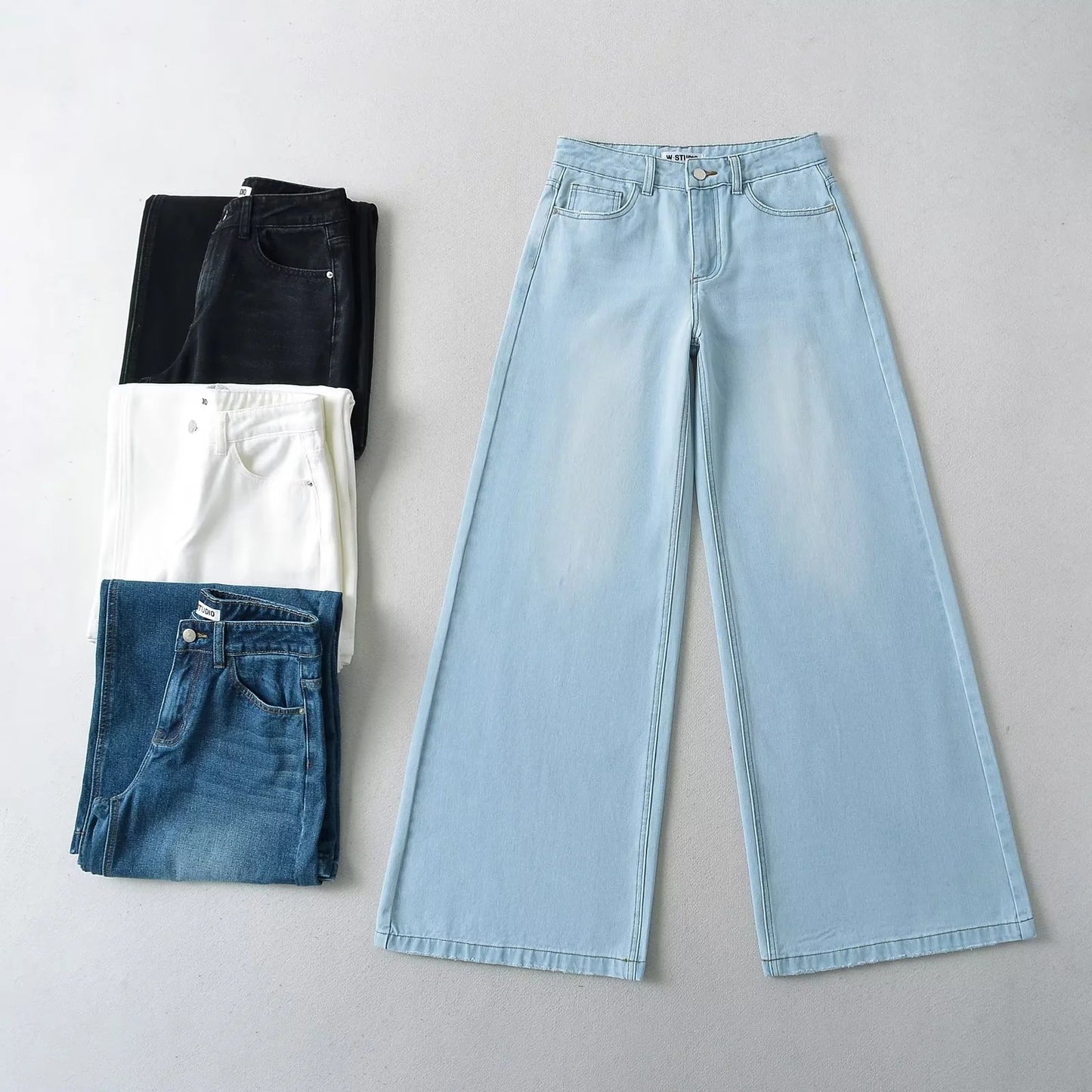 Water All-matching Jeans Horn Mop Trousers