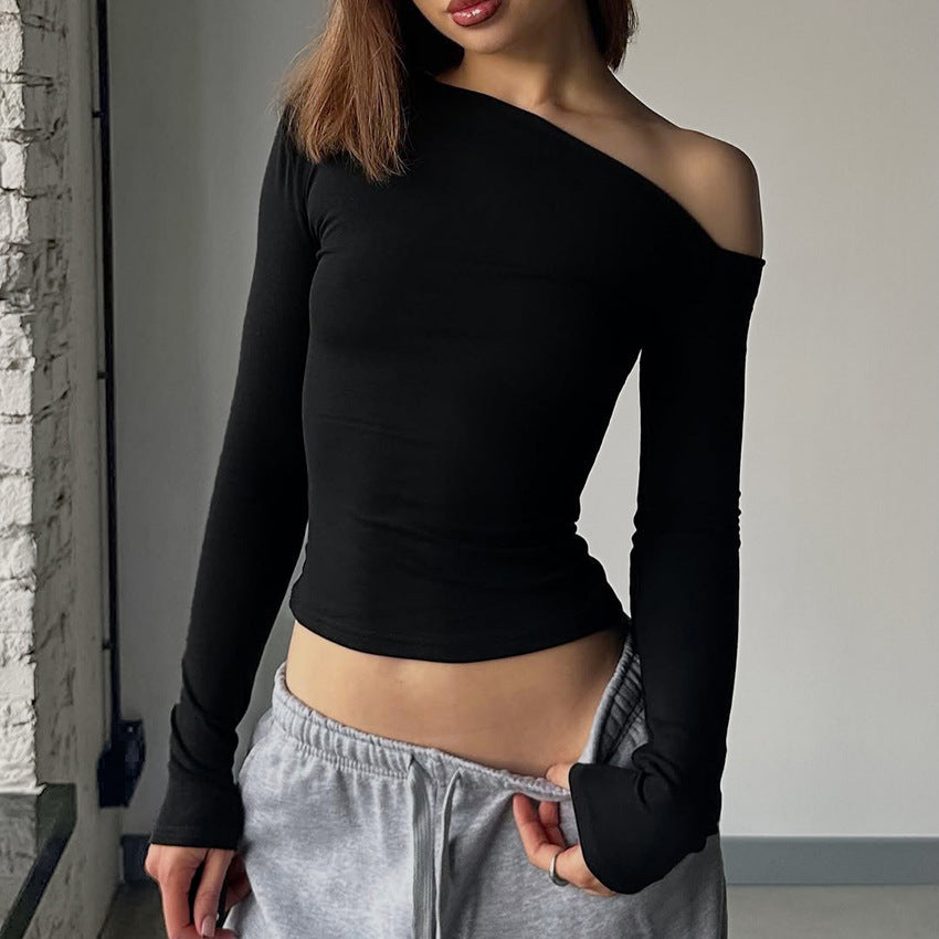 Langærmet stram off-shoulder top til kvinder