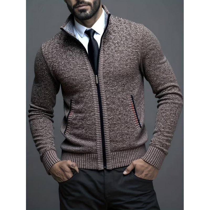 Men's Stand-up Collar Knitted Sweater Coat