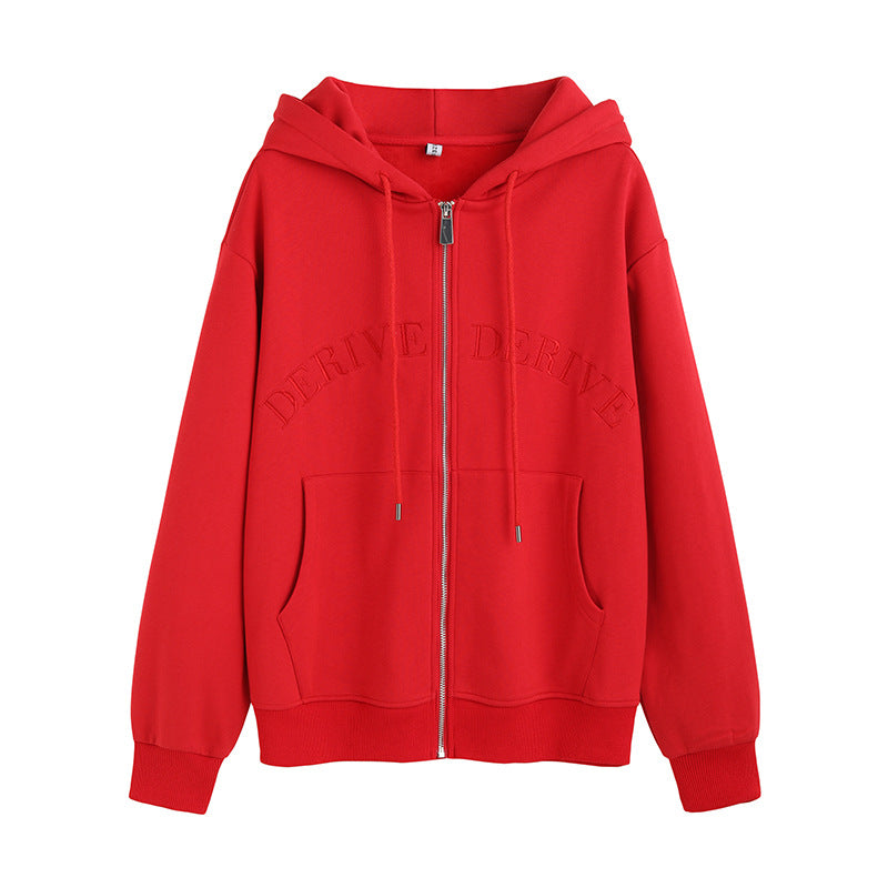 Women's Fashion Loose Cotton Korean Letter Embroidered Coat