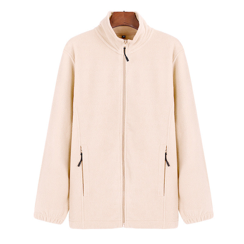 Winter Sports Zipper Polar Fleece Loose Sweater Coat