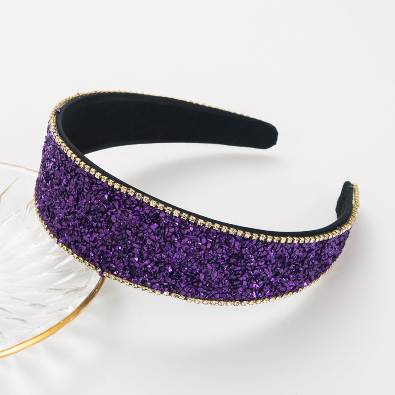 Shiny Diamond-encrusted Wide-brimmed Korean Style High Sense Face Wash Hair Band