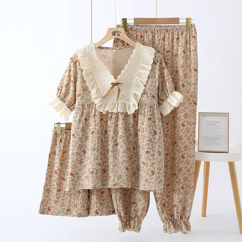 Women's Crepe Cotton Yarn Fashion Three-piece Set