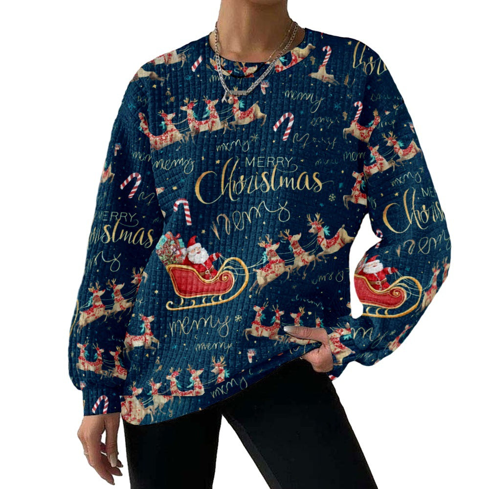 Digital Printing Pattern Shading Fashion Trend Round Neck Long Sleeve Sweater