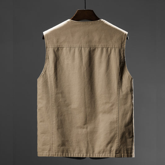 Pure Cotton V-neck Vest For Middle-aged And Elderly Casual