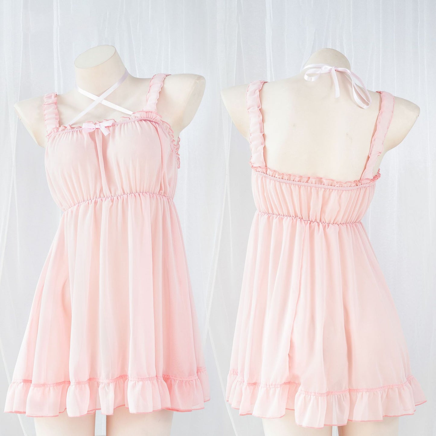 Seductive Semi-sheer Backless Chiffon Dress