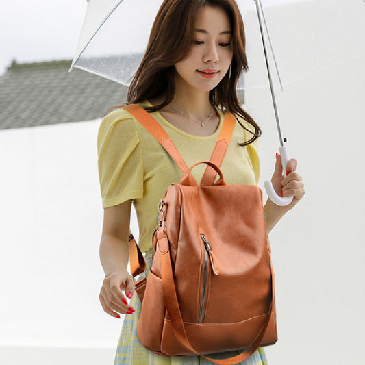 Casual Versatile Women's Large Capacity Leather Backpack