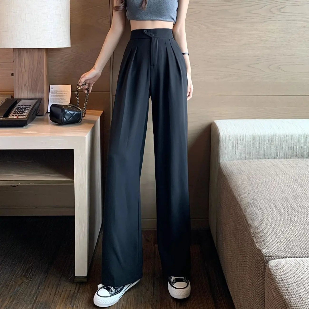 High Waist Covering Belly Thin Loose Drooping Casual Mopping Wide-leg Trousers