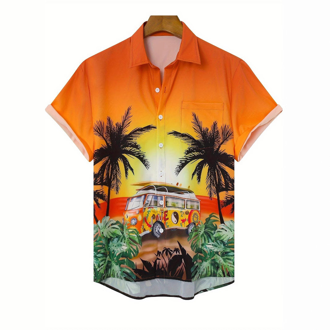 Printing Fashion New Flower Men's Short Sleeve Shirt
