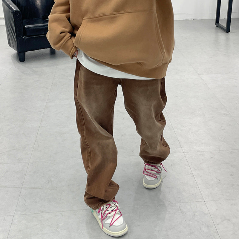 Women's Autumn And Winter Retro Brown Loose Casual Jeans