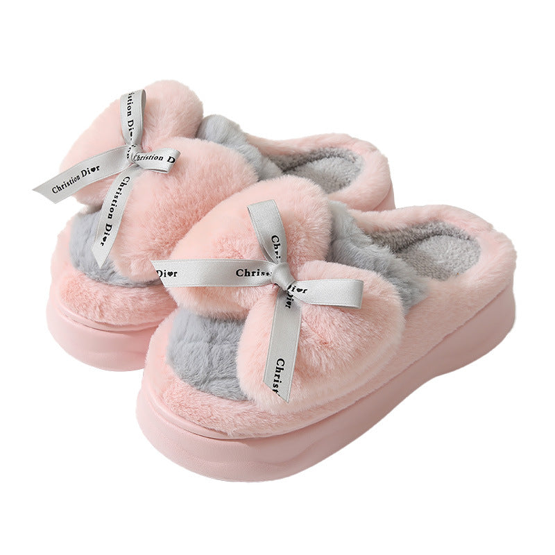 High Heel Cotton Slippers Women's Winter Thick Bottom Poop Feeling Indoor