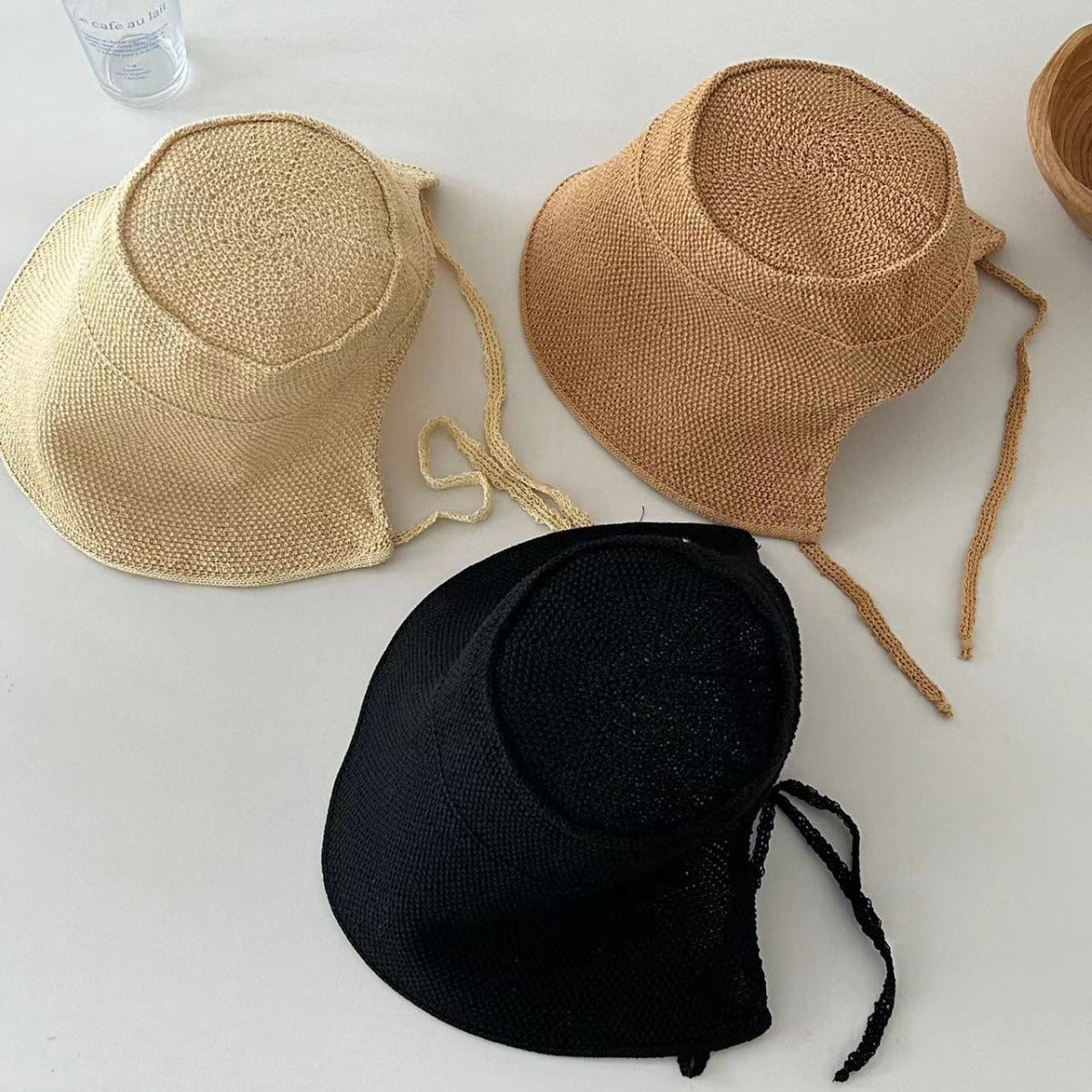 Dame fiskehat i fransk stil med flad top og bred skygge