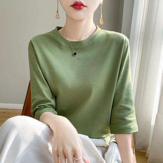 Mid-sleeve Bottoming Shirt Outer Wear Half-sleeve T-shirt Top