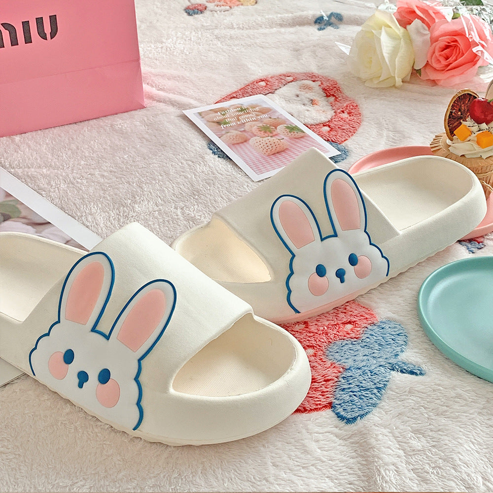Female Cute Rabbit Girl Heart Ins Wind Soft Bottom Home Sandals