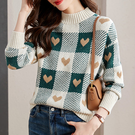 New Small Idle Style Loose Soft Glutinous Half Turtleneck Sweater