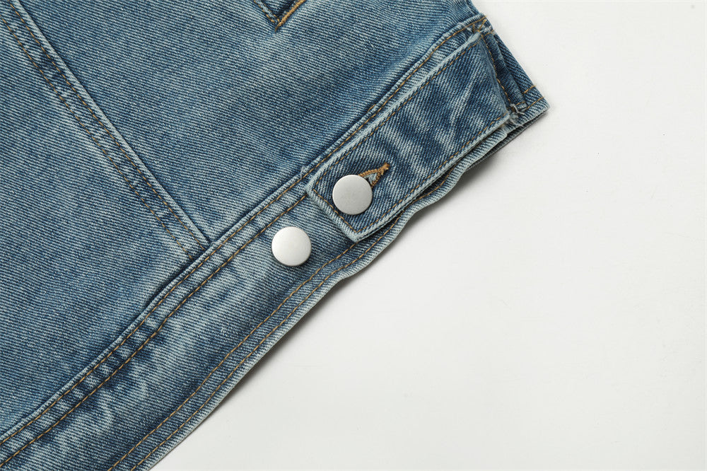 Embroidered Letters Denim Clothes Jacket Men's Trendy Punk