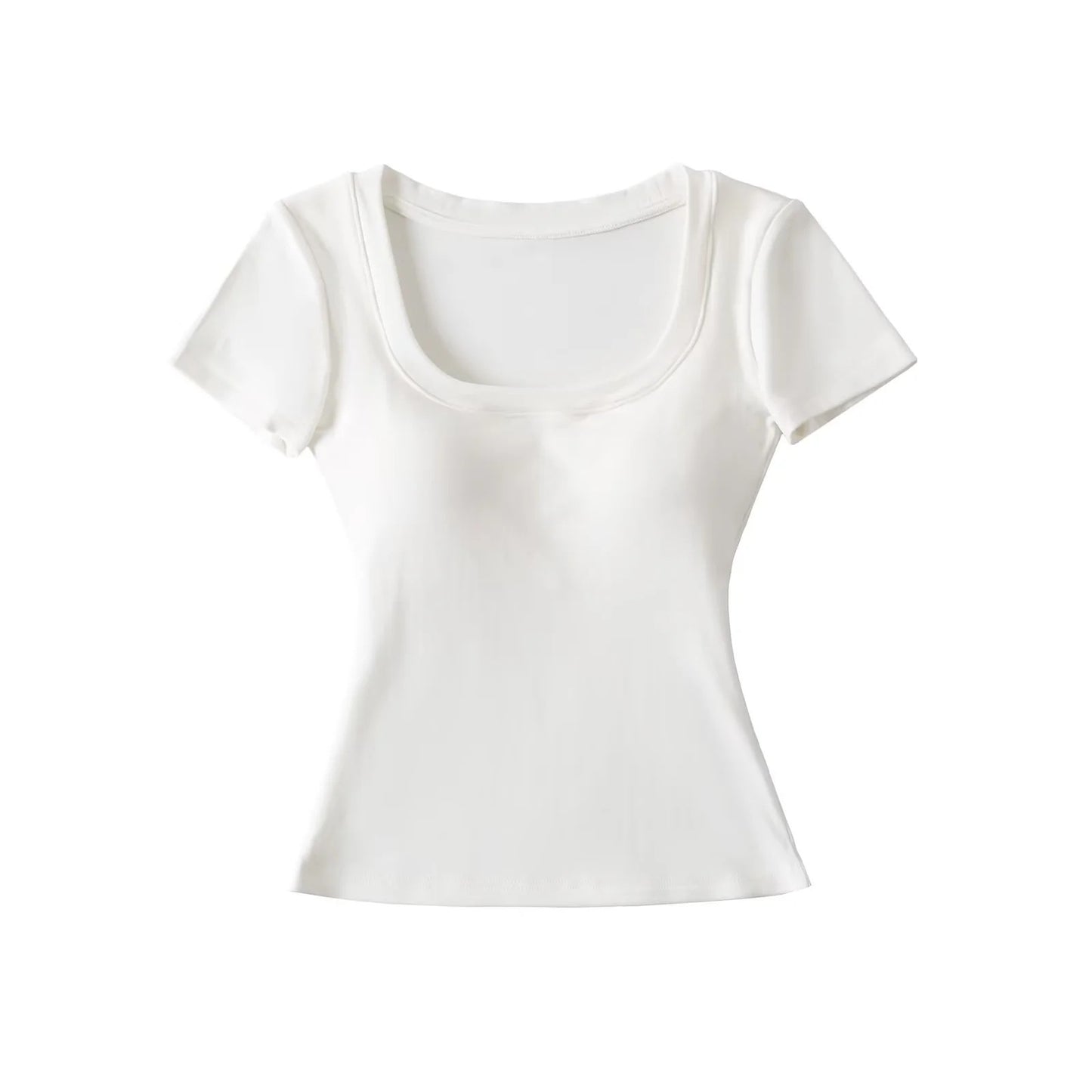 Shoulder T-shirt Summer Inner Vest Women's Short Sleeve Top With Chest Pad