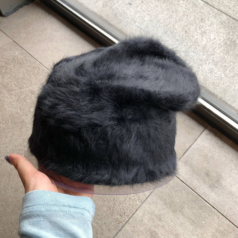 Plush Gentle Rabbit Fur Knitted Pile Heap Cap