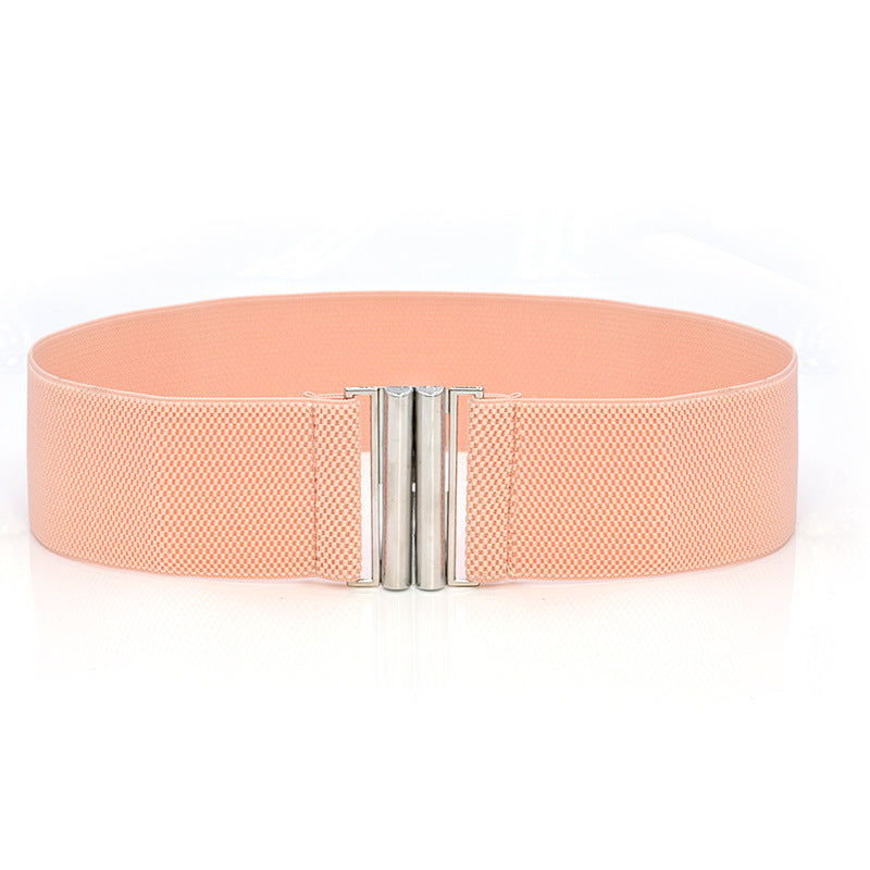 Elastic Elastic Silver Buckle Wide Belt Decorated Skirt Accessories
