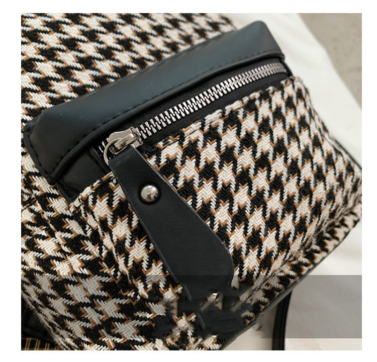 e Vintage Trendy Plaid Print Pu Leather Mini Backpacks