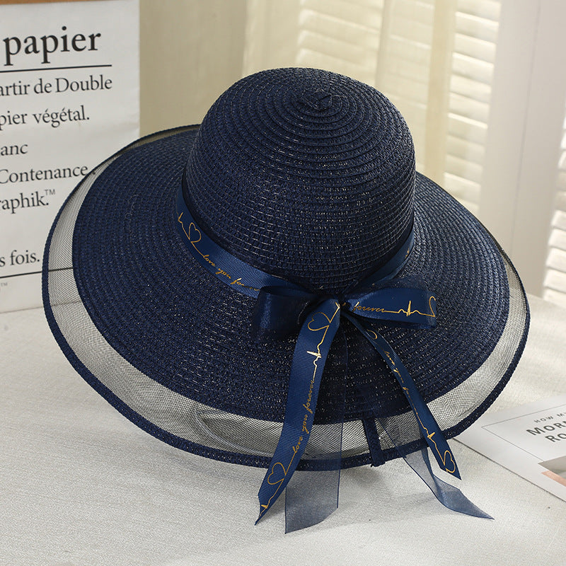 Women's Streamer Mesh Straw Hat Spring Summer