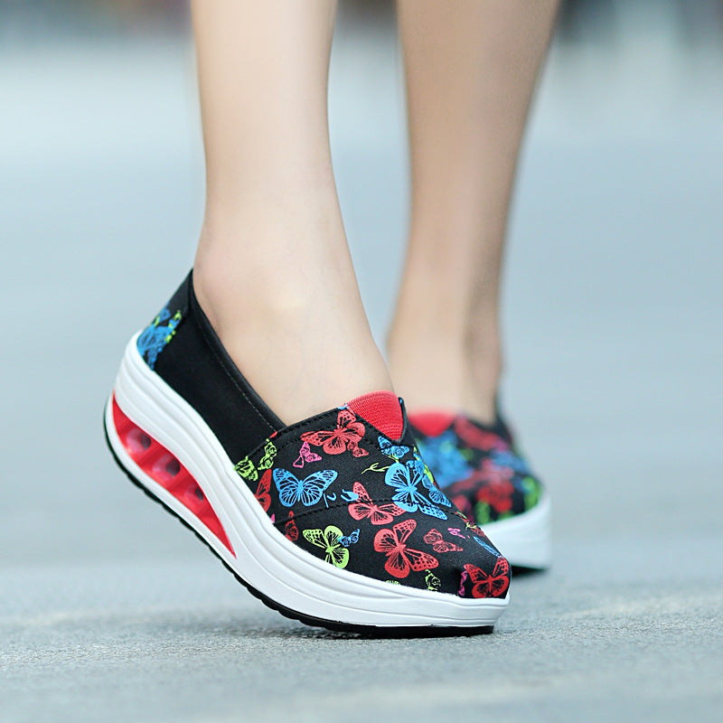 Canvas Rocking Wedge Heel Platform Korean Style Breathable Women's Shoes