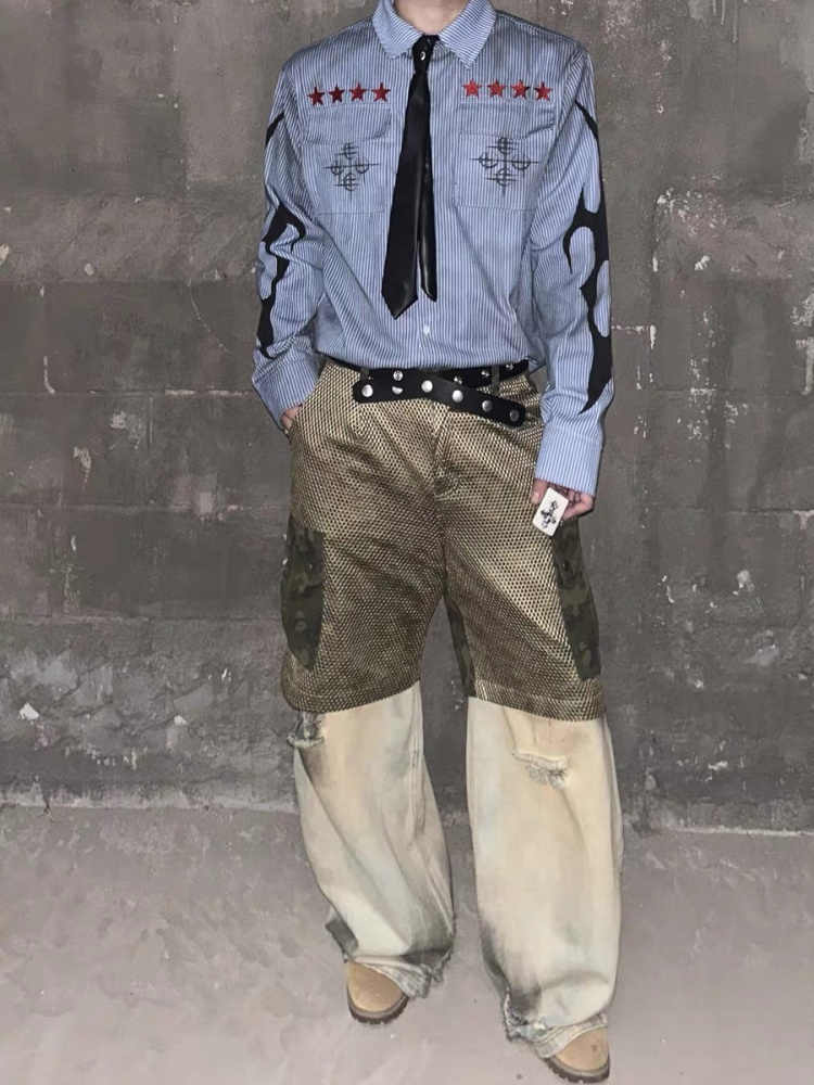 Leisure Washed-out Dirty Blue Striped Shirt