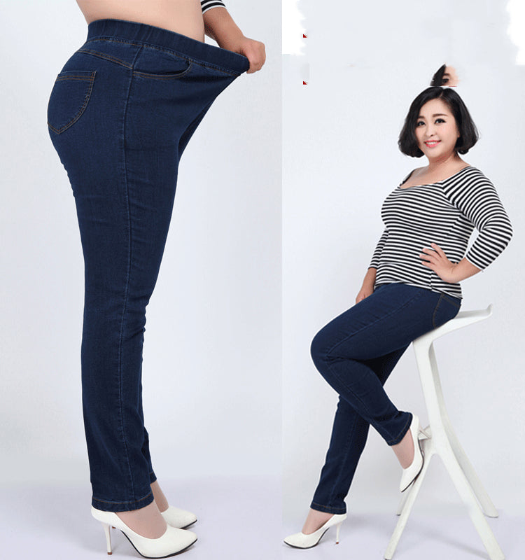 Extra-large Women's High-waisted Jeans Length