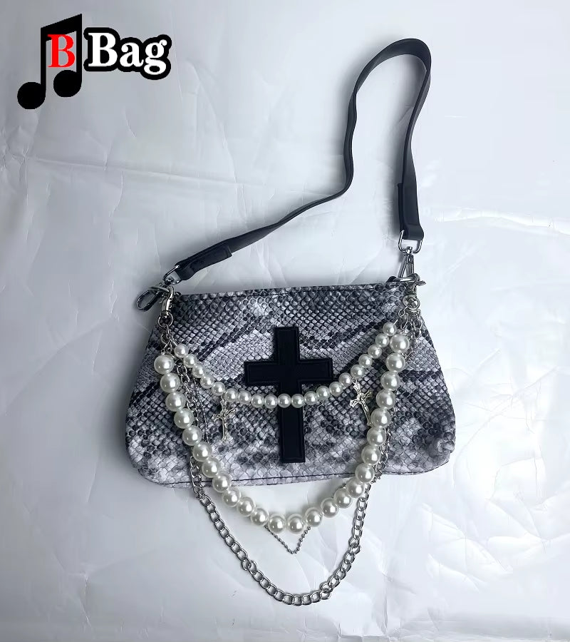 Women's Serpentine Pattern Shoulder Bag - Y2K Retro Harajuku Crossbody Messenger Satchel