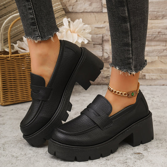 Platform Leather Shoes One Pedal Shoes