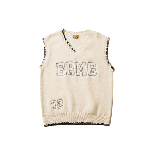 Embroidered V-neck Loose Vest Sweater For Men