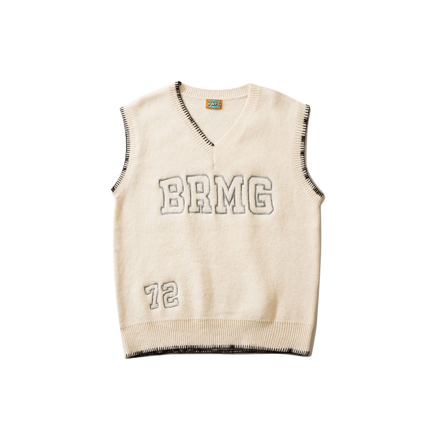 Embroidered V-neck Loose Vest Sweater For Men