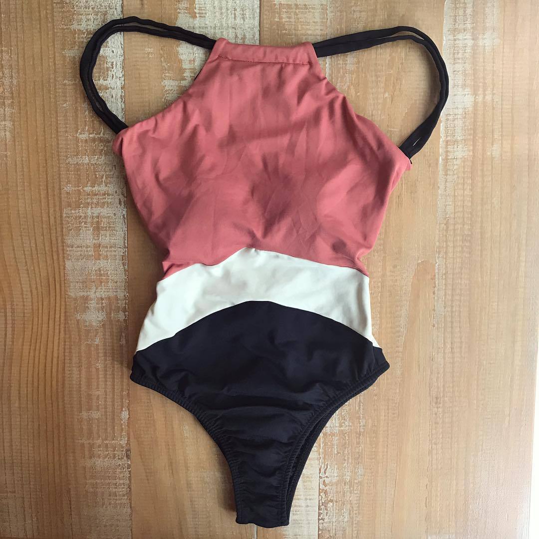 Women's Fashion Colorblock One Piece Swimsuit Bikini
