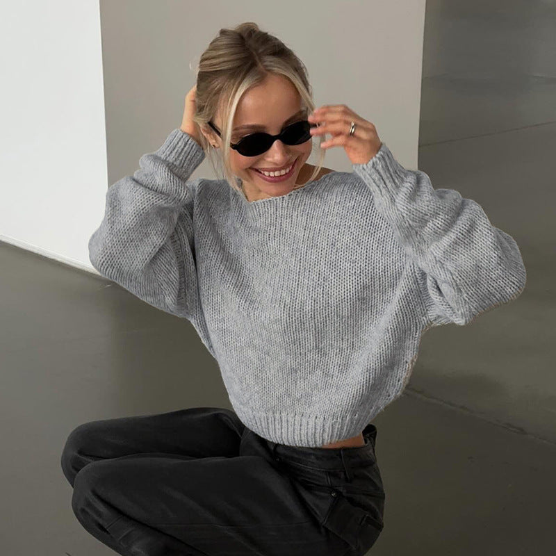 European And American Idle Style Solid Color Sweater Casual