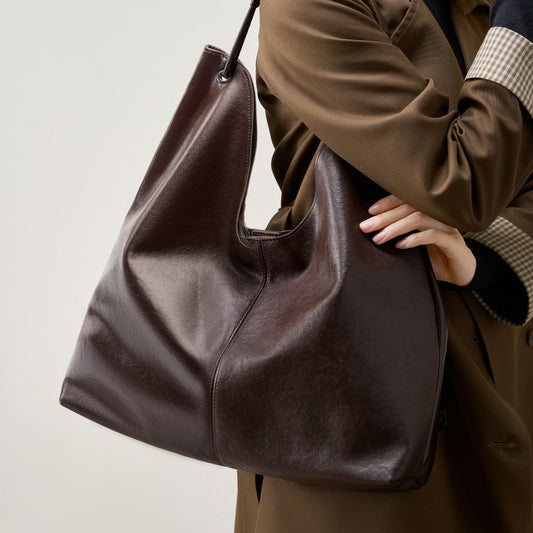 Vegetable Tanning Leather Popular Large-capacity Textured Tote Bag