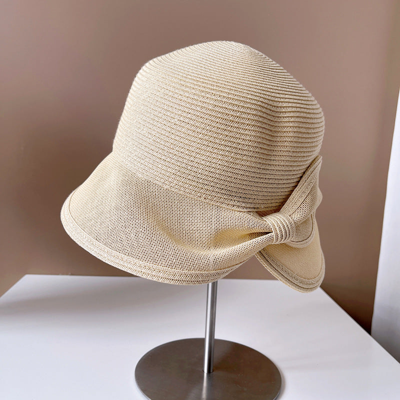 Paper Cloth Splicing Rear Opening Bow Fisherman Hat