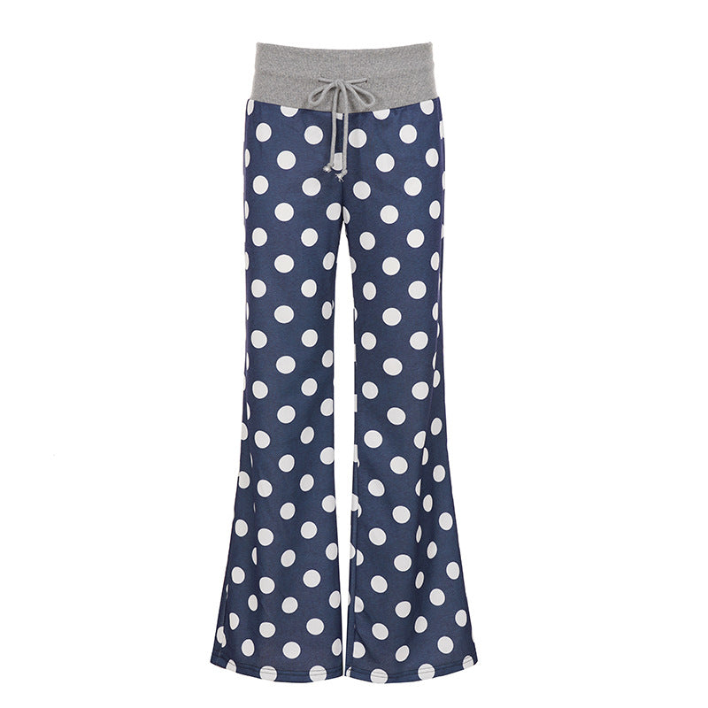 American-style Relaxed-fit Casual Pants With A Polka-dot Print