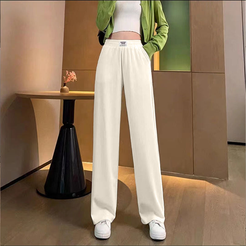SpringSummer High Waist Drooping Ice Silk Thin Pants