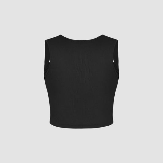 Women's Square-neck Slim-fit Pleated Sleeveless Knitted Vest Top