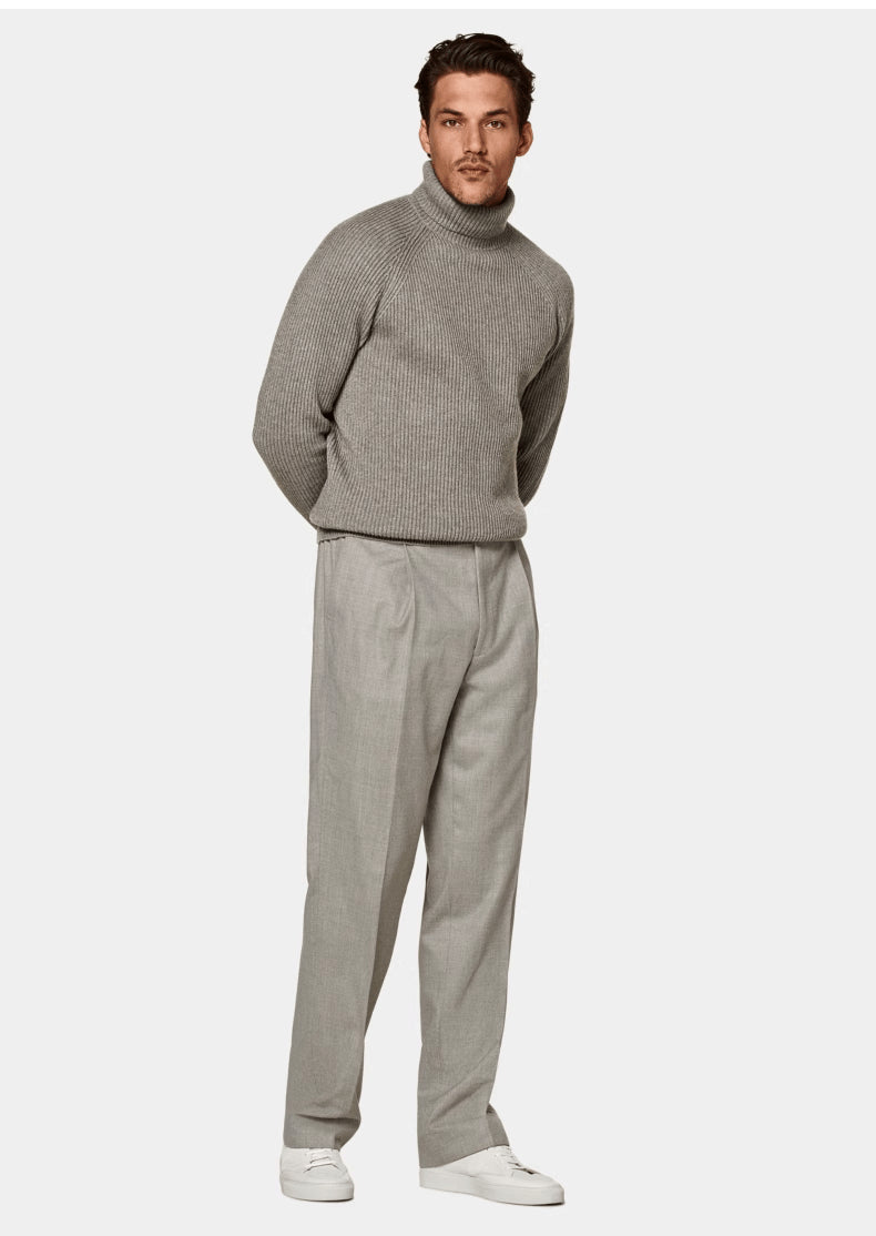 Cashmere Højhalset Striktrøje til Mænd – Moderne Pullover