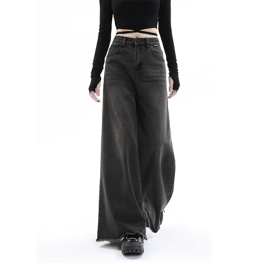 Løse Højtaljede Retro Råkantede Wide Leg Jeans