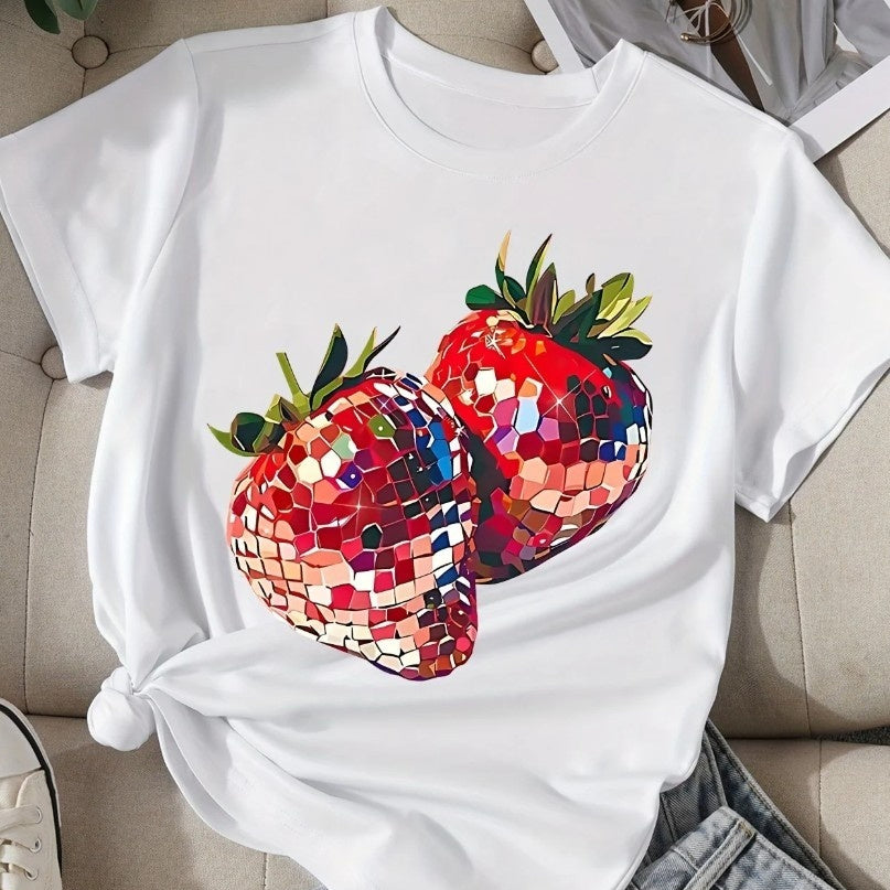 Women's Short-sleeved Printed Short-sleeved Fruit Strawberry