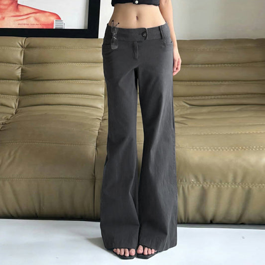 Timeless Retro Solid-color Low-rise Dress Pants A Minimalist Versatile Piece For Workwear And Everyday Looks